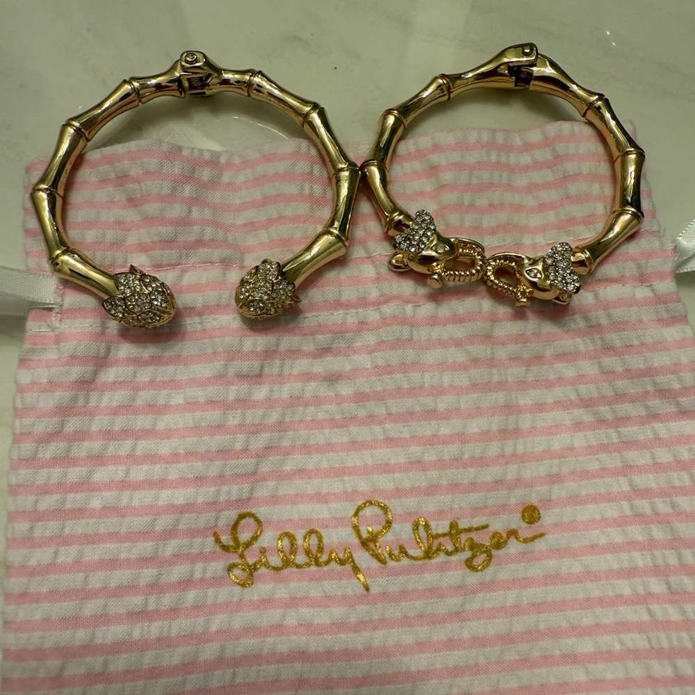 Lilly Pulitzer Two Gold Bracelets with Intricate Designs